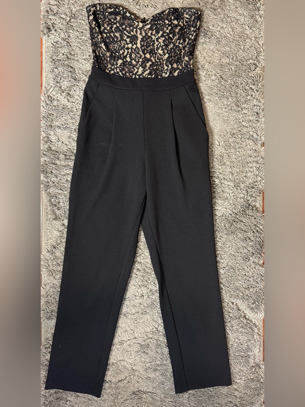 Express Black Lace Strapless Corset Jumpsuit